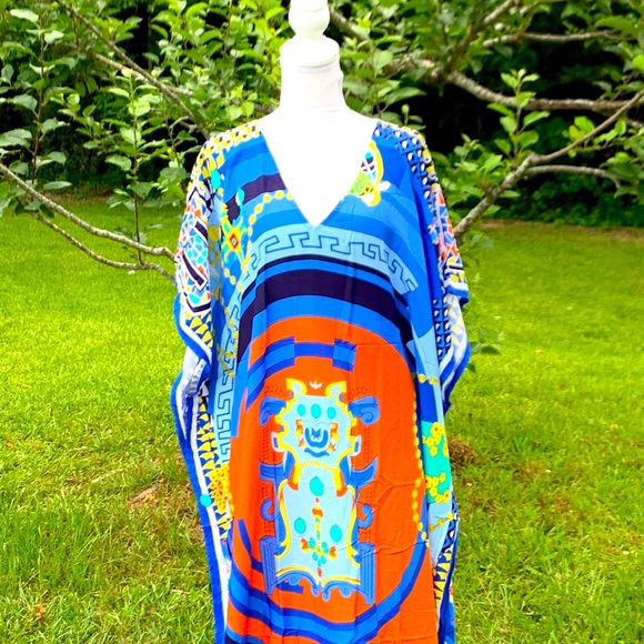 Colorful Kaftan Beach Cover Up Dress - Picture 2 of 14